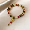 Pulseira de Contas Agata Vermelha Cabaça Luxo Leve Olho de Tigre Natural Lote Pequeno Cristal Artificial Colorido Multifacetado