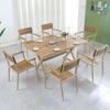 Muebles de Exterior Baican Madera Plástica Mesas y Sillas para Balcón Patio Sillas de Plástico Madera para Ocio al Aire Libre Sillas Simples de Madera Plástica para Terraza Cafetería