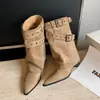 Hebilla de cinturón de chica picante, caña de bota, punta fina, botas vaqueras estilo western, nuevo diseño de nicho otoño 2026, botines para mujer
