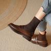Botas de calcetín ajustadas nuevas para Primavera y Otoño 2026 Botas cortas planas Botas para mujer Estilo británico Botas Martin Zapatos de cuero elástico de punto
