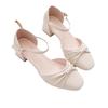 Zapatos de tacón alto para mujer 2024 verano nuevo estilo con sandalias de punta cerrada cubiertas para falda hebilla estilo hada tacón grueso zapatos de una sola capa