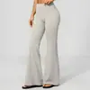 Pantalones de Yoga de Nuevo Estilo de Verano Cepillados de Cintura Alta Control de Abdomen Levantamiento de Glúteos para Correr al Aire Libre Deportes Fitness Pantalones Acampanados para Mujer 4208