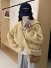 Cardigan de Punto Estilo Coreano Simple con Cremallera y Cuello Azul Marino para Mujer Otoño e Invierno Nuevo Estilo Nicho Suéter Holgado Estilo Perezoso
