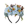Nova Tiara de Cabeça com Cabeça de Peônia Grande de Borboleta Simulada Estilo Floresta Guirlanda para Foto de Viagem Férias Tiara de Cabeça Adorno de Cabeça para Festa de Feriado