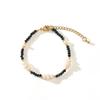 Collar de espinela negra con perla de agua dulce barroca de forma especial, elegante cadena de clavícula de cristal negro retro de celebridades de Internet para mujer