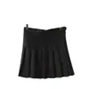 Falda corta estilo coreano falda plisada línea A falda corta de cintura alta para mujer falda plisada de color liso estilo universitario especificaciones al por mayor