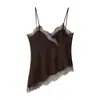 Marca Z 2025 Verano Europeo y Americano Nuevo Estilo Elegante y Moderno Top Camisola de Encaje sin Mangas con Cuello en V para Mujer 5919105