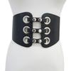 Cross-border Novo cinto elástico cinto elástico feminino estilo Hong Kong vintage perfurado imitação de couro cintura selo cintura larga mulheres cinto de cintura larga