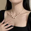 Espinhos, Prata Quebrada, Gipsofila, Colar de Pérolas, Novo Colar Feminino Simples e Versátil, Colar Corrente de Clavícula Feminino