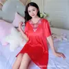 Verão Novo Renda Gelo Seda Madura Pijama Feminino Tamanho Grande Roupa de Casa Solta Manga Curta Camisola Feminina