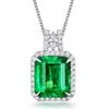 Colgante de Diamante Rectangular Imitación Esmeralda Natural Colgante Diamante Princesa Sudafricano Chapado en Oro de 18K Colgante de Esmeralda