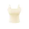 Camisola puramente deseable de chica hot con copas, nuevo estilo de verano, simple y versátil, corte ajustado, corta, color liso, top básico para mujer