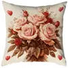 Fronha Temu Quente de Vendas Transfronteiriças para o Dia dos Namorados com Rosas em Formato de Coração, Decoração de Feriado, Capa de Almofada para Sofá e Quarto Venda por Atacado