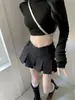YEE GIRL traje gris versátil cintura en V falda corta plisada línea A, pura y sexy, para chicas dulces y picantes, verano, con forro