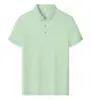 Camisa polo de manga corta de seda, lino y Lyocell con un diseño sencillo y versátil, adecuada para ropa de negocios casual, con características de ropa de trabajo estampadas y bordadas.