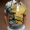 Nova Moda Streetwear Jovem Europeia e Americana de Verão Camisa Polo Casual Masculina com Estampa Digital 3D