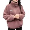 Novo casaco feminino de inverno, solto, slim, manga comprida, quente, imitação de lã de cordeiro, casaco cardigan, moda para mães