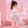 Pijamas de niña, pantalones cortos de manga corta, ropa de casa, pijamas para niños, verano, seda de hielo, cuello redondo, traje madre-hija, nuevo estilo