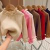 [em estoque] suéter infantil feminino primavera e outono novo vestuário infantil moda malha infantil blusa básica menina