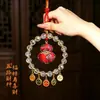Colgante para Coche del Dios de la Riqueza de Cinco Caminos de Hangzhou con Ábaco de Colores y Candado, Colgante para Coche que Atrae la Riqueza