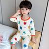 Pijamas de Verano para Niños Algodón Pijamas Finos Traje de Ropa para el Hogar para Niños y Niñas Manga Siete Cuartos Dibujos Animados Ropa para Aire Acondicionado para Cabello