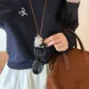 Bolsa de Llaves Larga de Cuero con Colgante para Llavero Collar con Marca de Cuero Llavero para Gafas Accesorios de Moda