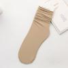 Calcetines Finos de Seda Hielo con Bordes Enrollados de Terciopelo, Calcetines de Media Pantorrilla de Moda Estilo Callejero para Mujer, Calcetines Largos con Acabado Sedoso