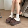 Zapatillas Medias Gruesas Suela Gruesa Baotou Maomao Fuego Súper Zapatos para Mujer 2024 Nuevo Conjunto de Otoño e Invierno Zapatos Perezosos Elevados Zapatos de Algodón Forrados de Lana
