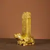 Adorno de Latón Piedra Taishan Dragón de Piedra de Latón Tortuga Exhibición Hogar Escritorio Oficina Artesanía Decoración