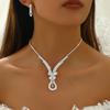 Conjunto de joyería con colgante de circonita de moda transfronteriza, conjunto de joyería nupcial, pulsera, pendientes, collar y pendientes.
