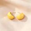 Pendientes coreanos de esmalte amarillo Dongdaemun con goteo de esmalte, Pendientes simples y frescos, Pendientes retro estilo Hong Kong de aguja de plata de alta gama