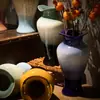 Jarrón de Cerámica Retro Estilo Chino Nuevo de Jingdezhen con Esmalte Degradado para Sala de Estar, Casa de Huéspedes, Entrada Decoración de Arreglo Floral