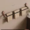 Ventosa Nogal Toallero Perchero de Almacenamiento Montado en la Pared para Baño sin Perforaciones Barra para Colgar Toallas Toallero de Baño