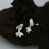 Fangxing Hebilla de Tornillo Pendientes de Pez Koi para Mujer Plata de Pie Plata de Ley S999 Pendientes Estilo Nuevo Venta Caliente Únicos Nuevo Estilo Chino Tendencia Nacional