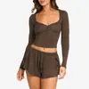 Nuevos Tops de Yoga de Manga Larga con Diseño de Botones Otoño e Invierno Transfronterizos para Usar como Prenda Exterior Ropa de Yoga de Secado Rápido Pilates Tops Deportivos