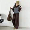 Conjunto de outono para meninas, novo conjunto de duas peças estilo coreano 2026, camiseta básica de manga comprida e calça de perna larga, conjunto de camiseta estilo coreano