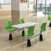 Mesa y Sillas de Comedor de Cantina, Mesa y Sillas de Comedor para Personal Escolar, Mesa y Sillas de Pizarra para Empresa, Mesa y Sillas de Comedor de una Pieza, Combinación Personalizada para 4 Personas
