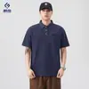Camisa Polo de Verano para Hombre Xintang, estilo americano, corte holgado, manga corta, con cuello camisero, acabado vintage lavado a la nieve