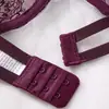 Conjunto de lencería sexy de encaje bordado europeo y americano, ligero y transparente, sujetador push-up para bustos pequeños con tanga, conjunto de dos piezas