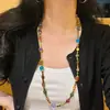 Cadena de Suéter con Diseño de Piedra Ojo de Tigre Natural de Cuarcita de Colores de Alta Calidad, Collar Multi-Tesoro