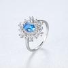 PAG &amp; MAG Anillo de topacio azul cielo, joyería de plata S925, color sintético, tesoro, temperamento europeo y americano, joyería para banquetes, venta al por mayor