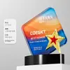 Novo troféu de cristal em forma de estrela de cinco pontas personalizado para funcionários de destaque, novos membros da equipe, fornecedores, parceiros e o trabalhador do ano.