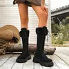 Botas de Nieve para Mujer 2026 Suela Gruesa Botas de Algodón Más Terciopelo Botas Largas Botas Altas Comercio Exterior Nuevo Engrosado Adelgazantes Invierno Tela de Piel