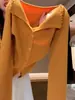 Suéter de Tricô Laranja com Acabamento em Renda para Mulheres no Outono, Estilo Francês Retrô, Macio e Preguiçoso, Inspirado em Dopamina, Super Estiloso
