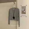 Suéter de Punto Calado de Encaje Pequeño, Suave y Lindo para Mujer, Estilo Coreano de Primavera, Top de Color Sólido Simple con Mangas Largas