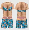 Traje casual esportivo masculino 3D estampado transfronteiriço, shorts de manga curta com estampa de leopardo e bandeira americana, roupas masculinas da moda