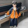 Conjunto Deportivo de Primavera y Otoño para Niños 2093 Otoño Nuevo Estilo Coreano Infantil Chaqueta Fresca de Moda Ropa de Dos Piezas Moderna