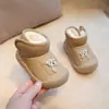 Botas de Nieve para Niños y Niñas 2025 Invierno Nuevos Zapatos de Algodón Cálido de Terciopelo Birkenstock de Cuero Antideslizantes Botines Cortos Zapatos para Niños Pequeños