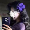 Elegante Pasador Morado para el Cabello Pinza Lateral Flor Artificial Accesorio para el Cabello Adorno de Flor de Rosa Atrezzo para Fotografía