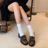 Potentes Mocasines Retro con Lazo para Mujer 2025 Nuevos Tacón Grueso Punta Redonda Estilo Británico Zapatos Pequeños de Cuero Mocasines